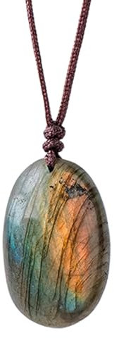 Mond-Anhänger Halskette – Rohstein aus natürlichem Labradorit – Labradorit Halskette für Frauen | Turm-Energiekette mit Kristallen als Taschendekoration aus der Bergkollektion, Se référer au