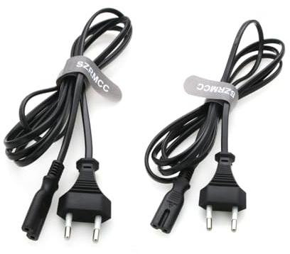 SZRMCC European 2 Pin zu C7 Netzkabel, EU 2- Slot zu IEC C7 Figure 8 Plug AC Power Extension Kabel (2Stück, Gerade Eu 2Pin auf C7, 2m)
