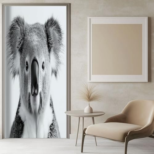 Autocollant Porte 3D Koala mignon animal 83x204 cm gris Papier Peint pour Porte Imperméable Salon Stickers de Porte, Autocollant de Porte Vinyle Porte Stickers Muraux