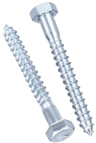 TA-VIGOR 10Pcs Coach Screws, M12 x 100mm Hex Head Lag Bolts, Carbon Steel Zinc Plated Sleeper Concrete Wood Screw Hexagon Lag Half Thread Self-Tapping Bolts for Outdoor Use in Decking, Fencing