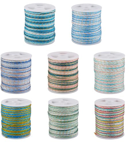 Craftdady - 8 rotoli di filo di nylon da 1 mm, segmento tinto, filo per perline, corda metallica, corda per nodi cinesi, per lavori di macramè, bracciali dell'amicizia, creazione di collane e gioielli