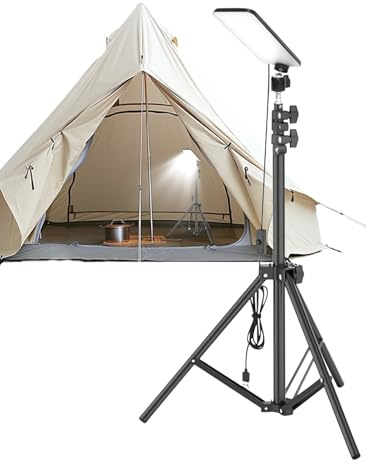 Hiemible Lampe de Camp LED - Lumiere De Camping Avec Trepied Telescopique | Projecteur sur Trépied Puissant pour Tente Atelier Garage Intérieur Extérieur