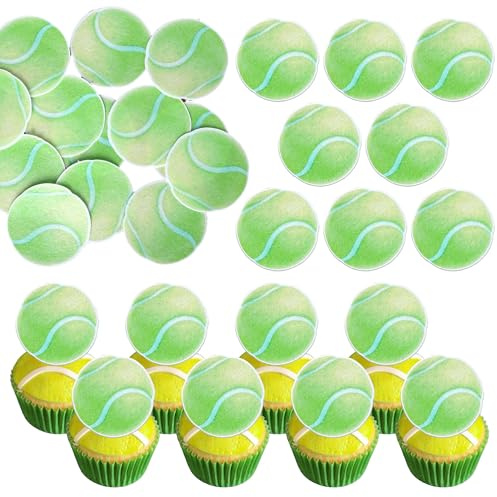 60 Stück Essbar Tennisbälle Tortendeko Waffel Papier Sport Thema Kuchen Deko Essbar Tennis Cupcake Toppers für Baby Dusche Tennisbälle Sport Thema Geburtstag Party Kuchen Dekorationen