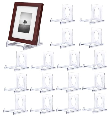 Xetpc 20 Stück Acryl Ständer Kunststoff Tellerständer Verstellbar Kunststoff Deko Tellerhalter Mini Staffeleien Deko Aufsteller für Elektronisches Produktfoto Display