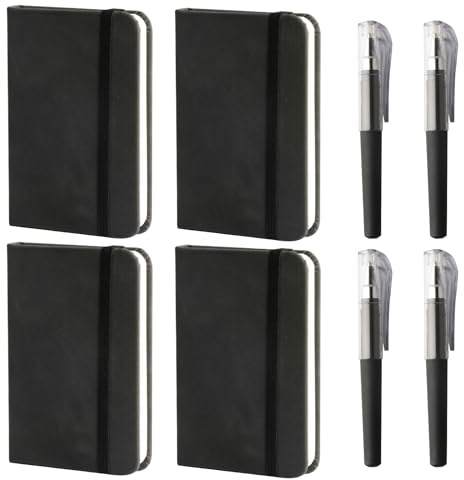 4 Stück Mini Notizbuch A7 Notizbuch Klein, Notizblock A7, Pocket Notebook, 200 Seiten Kleine Notizbücher, Notizheft Klein für Zuhause, Büro, Schule, Arbeit, mit 4 Stiften (100 Blatt/200 Seiten)