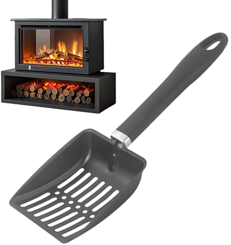 Chimney Ash Shovel – Hollow Stainless Steel Ash Shovel | Fire Pit Cleaning Tool | Wood Burning Stove Handle Sieve Shovel, Charcoal Grill, Barbecue, Fire Pit