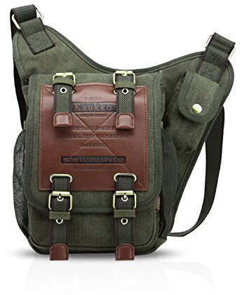 FANDARE Retro Brusttasche Leinwand Umhängetasche Herren Sporttasche Rucksack Schultertasche Daypacks Grosse Sling Bag für Outdoor Reisen Wandern Radfahren Bergsteigen Reisen Dauerhaft Grün