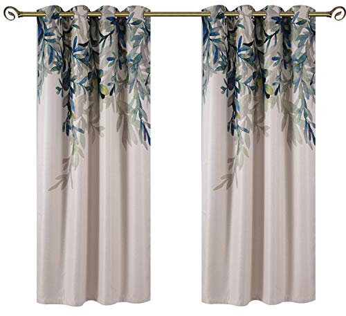 Taisier Home Verdunkelungsvorhänge aus Weidenblättern, Digitaldruck, Thermoisolierung, für Wohnzimmer, Schlafzimmer, 2 Paneele, stilvolle dekorative Fensterbehandlungen, 160 cm