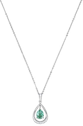 Amor Kette mit Anhänger 925 Sterling Silber Damen Halsschmuck, mit Zirkonia synth., Spinell synth., 45 cm, Silber, Kommt in Schmuck Geschenk Box, 2023894