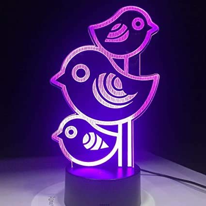 Xdorra kleine Vögel 3D-Lampen LED-Nachtlichter 7 Farben Schreibtischlampen Geschenk für Mädchen, Kinder Geburtstagsfeier Geschenke Kindergartenmutter und Babyladendekoration