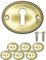 FUXXER 6 placas antiguas para llaves con rosetas, diseño vintage de latón, 37 x 29 mm, ovaladas, doradas