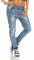 10118 fashion4young Knackige Damen Jeans Röhrenjeans Hose Boyfriend Style Damenjeans Streetstyle, Blau-, M