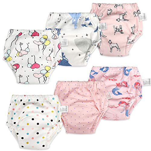 FLYISH DIRECT Baby Training Pants Potty Training Pants Toddler Potty Training Underwear for Toilet Training Underwear, 6 Packs, Age 2, Pink
