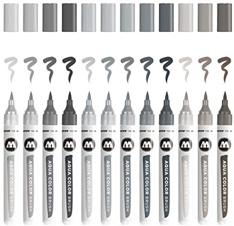 Molotow Aqua Color Brush Feutres avec mine pinceau et encre à base d’eau Gris