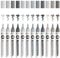 Molotow Aqua Color Brush (Brush Pen Marker Grey-Set, Pinsel Spitze für Aquarellieren und Handlettering) 12 Stück sortiert