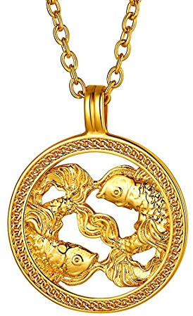 FindChic Sternzeichen Fische Anhänger Horoskop Tierskreis Halskette mit Geschenkebox für jeden Tag