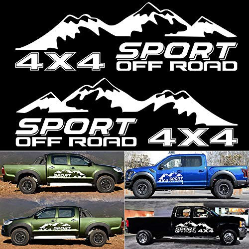YULLING 1 Paar Auto-Aufkleber 4 x 4 Off Road Grafik Vinyl Aufkleber Universal Auto Karosserie Seiten-Aufkleber für D-MAX Navara für Pickup (weiß)