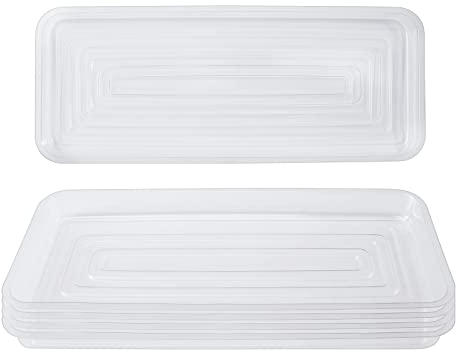Idyllize Lot de 5 soucoupes rectangulaires en Plastique épais Transparent de 38,1 x 15,2 cm pour Pots de Fleurs, rebords de fenêtre et étagère de fenêtre (38,1 x 15,2 cm)