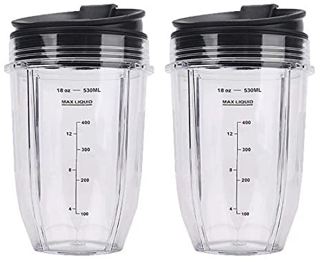 Bearman 2 Pcs 18Oz Replacement Ninja Blender Cups with Lid for Ninja IQ BL480 BL642 BL450 BL682 BL480, BL490, BL640 BL680