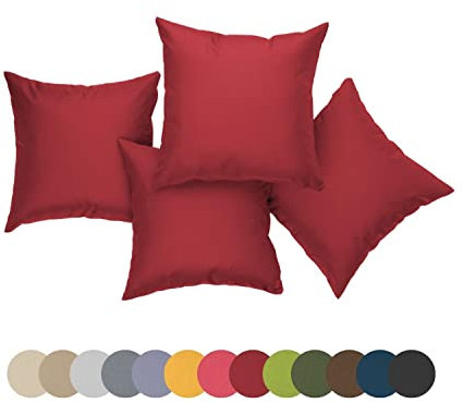 chilly pilley® Kissen Wasserfest Gartenstuhl Dekokissen Indoor Outdoor Gartenkissen Lounge Dekoratives Sitzkissen Rückenkissen viele Farben (dunkelrot 4er Set 40x40)