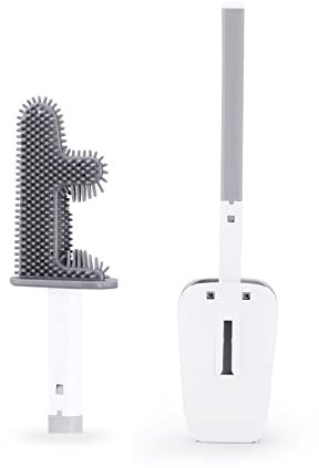 BEE&FLOWER No Dead Corner Cactus Toilet Brush Cactus Brosse de toilette en silicone avec base Quick Dry Brosse de nettoyage et support pour WC Facile à nettoyer