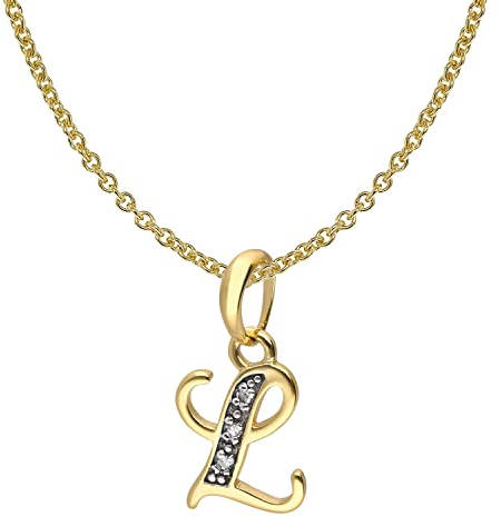 trendor Buchstaben-Anhänger L Gold 333/8K mit vergoldeter Silberkette modisches Schmuckstück aus Echtgold für Damen, tolle Geschenkidee, 41520-L-38 38 cm