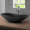 ML-Design Waschbecken aus Keramik in Schwarz matt 63 x 36 x 15,5 cm, Ovale Aufsatzwaschbecken, Moderne Waschtisch, Waschschale mit Abflussloch, Waschplatz Handwaschbecken, für Badezimmer/Gäste-WC