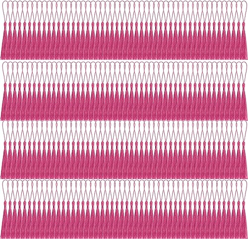 200 Stück Mini Quasten, Basicon Seidig Weiche Bunte Quasten 20 Farben Handgefertigtes Quasten für Schmuckherstellung DIY Bastelzubehör Lesezeichen Wohnkultur, Helle Rosenrot