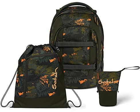 Satch Pack Pencil Slider Light Edition Schulrucksack Set 3tlg. mit Sportbeutel (Jurassic Jungle)