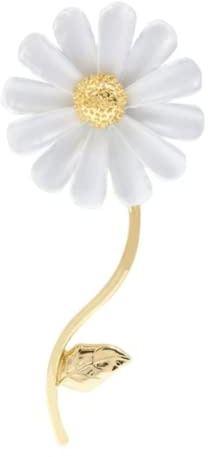 Broche en forme de marguerite pour femme - En émail - Avec pochette cadeau, Émail