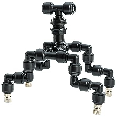 VEXPLO Reptilien Terrariendüse 360° Verstellbarer Düsen Reptilien Fogger Mist Sprinkler Vierköpfige Schwarzer Sprühdüse für Aquarium den Regenwald