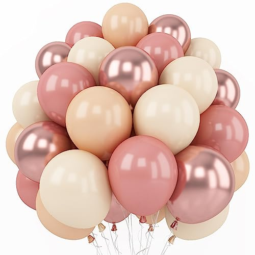 Retro Blush Pink Balloons 60 Packs 12 Inch Latex Balloons