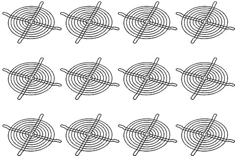 PATIKIL 120mm Fan Finger Grill, 12 Pack Metal Grill Protector Guard Fan Protective Cover for 120x120mm Exhaust Fans for Equipment Computer DIY, Black