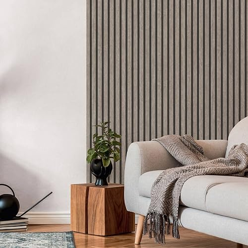 K&L Wall Art Holzoptik Tapete silber Wandpaneele Holz Akustikpaneele 3D Vliestapete in Lamellenwand Optik (Grau)