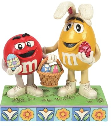Enesco M&M's by Jim Shore rote und gelbe Figuren mit Ostereiern, 15 cm, Mehrfarbig