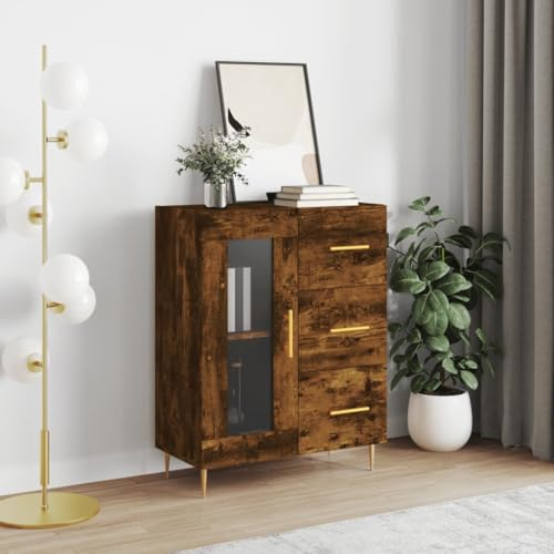 FENLAX Sideboard Kommode Wohnzimmer Sideboard Flur Komodenschrank Für Schlafzimmer Tahta Aparador Beistellschrank 69,5x34x90 cm Räuchereiche