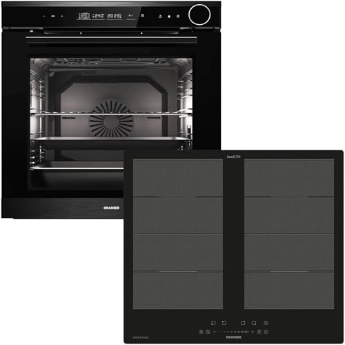 Oranier Dampf Einbau-Backofen Set EBD830 autark - 14 Funktionen - 60 cm Flächen-Induktion FLI560 - Kochfeld mit 4 Kochzonen & Brückenfunktion