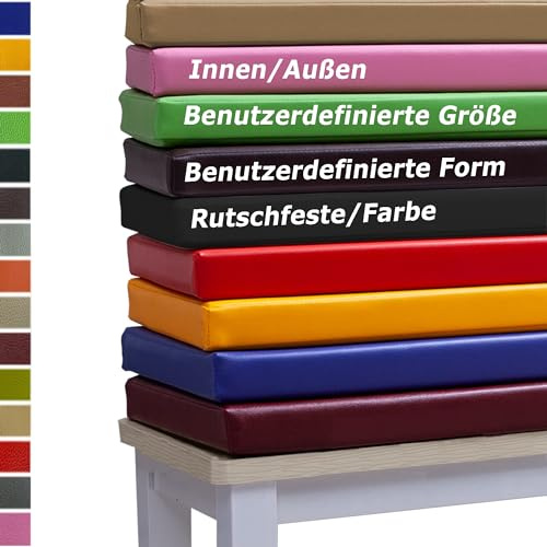 XXIUDEE Benutzerdefinierte Größe Holzmöbel Leder Stuhlkissen, Bankauflage Sitzkissen für Erkerfenster, Waschbar Gartenbankkissen, Stuhlkissen für Schaukel, Terrasse, Esszimmer, Küche (5cm Dicke)