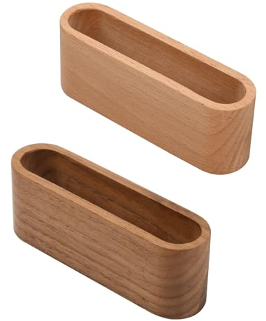 Rundago 2 Stück Visitenkartenhalter aus Holz, Kreative Hölzerne Visitenkartenhalter, Klassischer Visitenkartenständer, Visitenkarten Aufbewahrung für Büro-Desktops und Messeempfänge