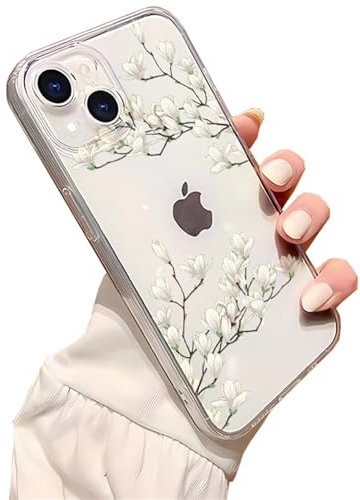 Einaily Hülle für iPhone 15 Case Crystal Clear Mode Chic Blume Muster Handyhülle Ultra Dünn Transparent Klare Weich TPU Silikon Gel Bumper Stoßfest Kratzfest Schutzhülle für iPhone 15 Slim Cover