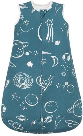 ZIGJOY Baby Sleeping Bag 1.5 TOG Sleeping Bag 12-24 Months Baby Sleep Bag Toddler Wearable Blanket with 2-Way Zipper for All Seasons, Blue Planet, L