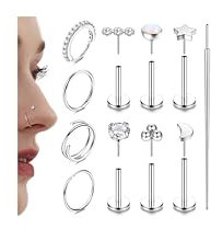 Adramata Nasenpiercing Chirurgenstahl Nasenring Nasenstecker Hypoallergen Helix Piercings Gewindeloses Einstecken Lippenpiercing Medusa Labret Piercing Ring Conch Tragus Piercing Ohr Gold/Silber