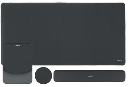 MOSISO Keyboard Mouse Pad Set,Gaming Mouse Support&Rectangular Keyboard Wrist Rest&Mousepad with Wrist Rest&Coaster,Ergonomic Non-Slip Mousepad&Easy Typing Pad with Curved Memory Foam, Slate Gray