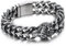 COOLSTEELANDBEYOND Herren Edelstahl Wolf Kopf Armband, Strukturierte Schuppe Gliederkette Panzerkette, Vintage Nordisch Wikinger