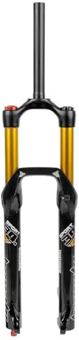 KLYso Fourche Avant Droite 1-1/8'' Blocage Manuel Blocage Rapide Frein Disque 9mm Suspension VTT Débattement La Fourche 160mm Ajustement du Rebond La Fourche Pneumatique(Gold,26inch)