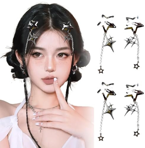 Yeomju Set di 2 fermagli per capelli a forma di stella, graziosi accessori Y2K, per donne, in metallo durevole, per tutti i giorni e occasioni speciali