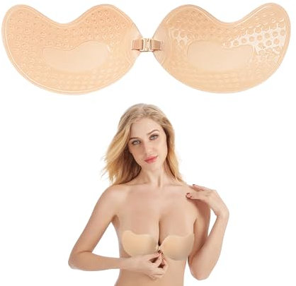 Women's Adhesive Bras 1 Pcs Stick On Bra Push Up Summer Invisible Sticky Bra Thin Strapless Push Up Bra for Halter Top Party Wedding Evening Dress Adhesive Bras Stick On Bra Push Up (Cup A)