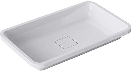 Mai & Mai Vasque à Encastrer Blanc Rectangulaire 60cm Lavabo Salle de Bain Évier Lave Mains avec Cache Bonde Col104