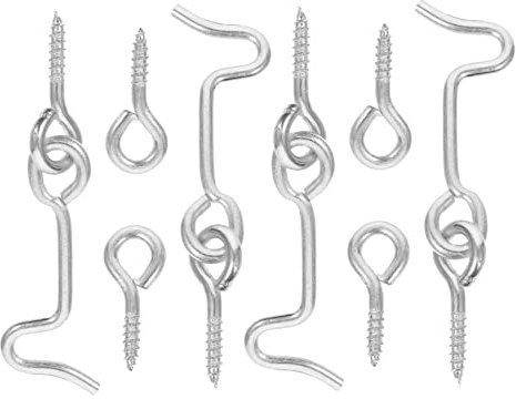 Housoutil Lot De 4 Crochets De Porte À Oeillet Crochets De Fermeture Pour Porte Et Fenêtre Loquets En Acier Inoxydable Avec Vis D'Installation Accessoires Pratiques Pour Quincaillerie De Bricolage