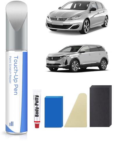 EZRC Kit de Peinture de retouche Gris Aluminium pour Peugeot Correspondance exacte - Réparation des rayures et des écaillures